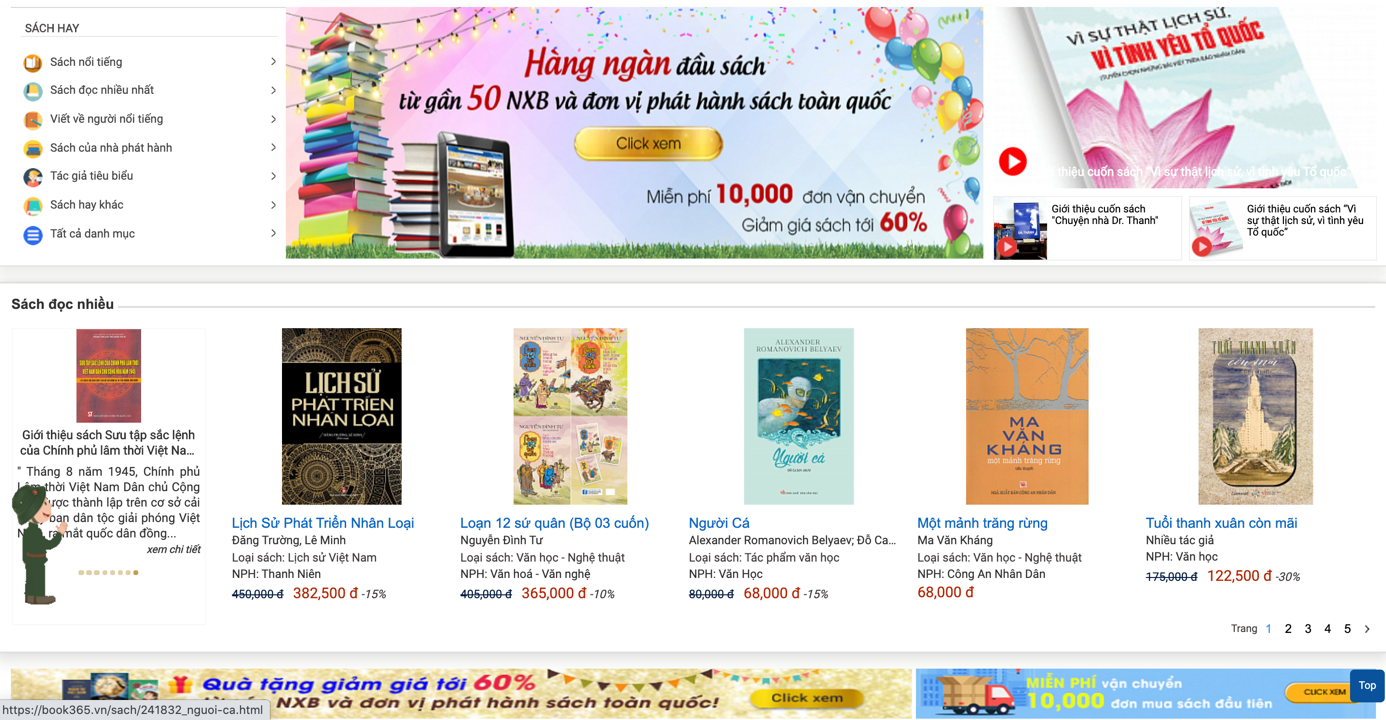 Hội sách trực tuyến sách Book365 hàng chục ngàn tựa sách giảm giá và miễn phí vận chuyển (triển lãm diễn ra từ ngày 01/9 - 15/10/2020)